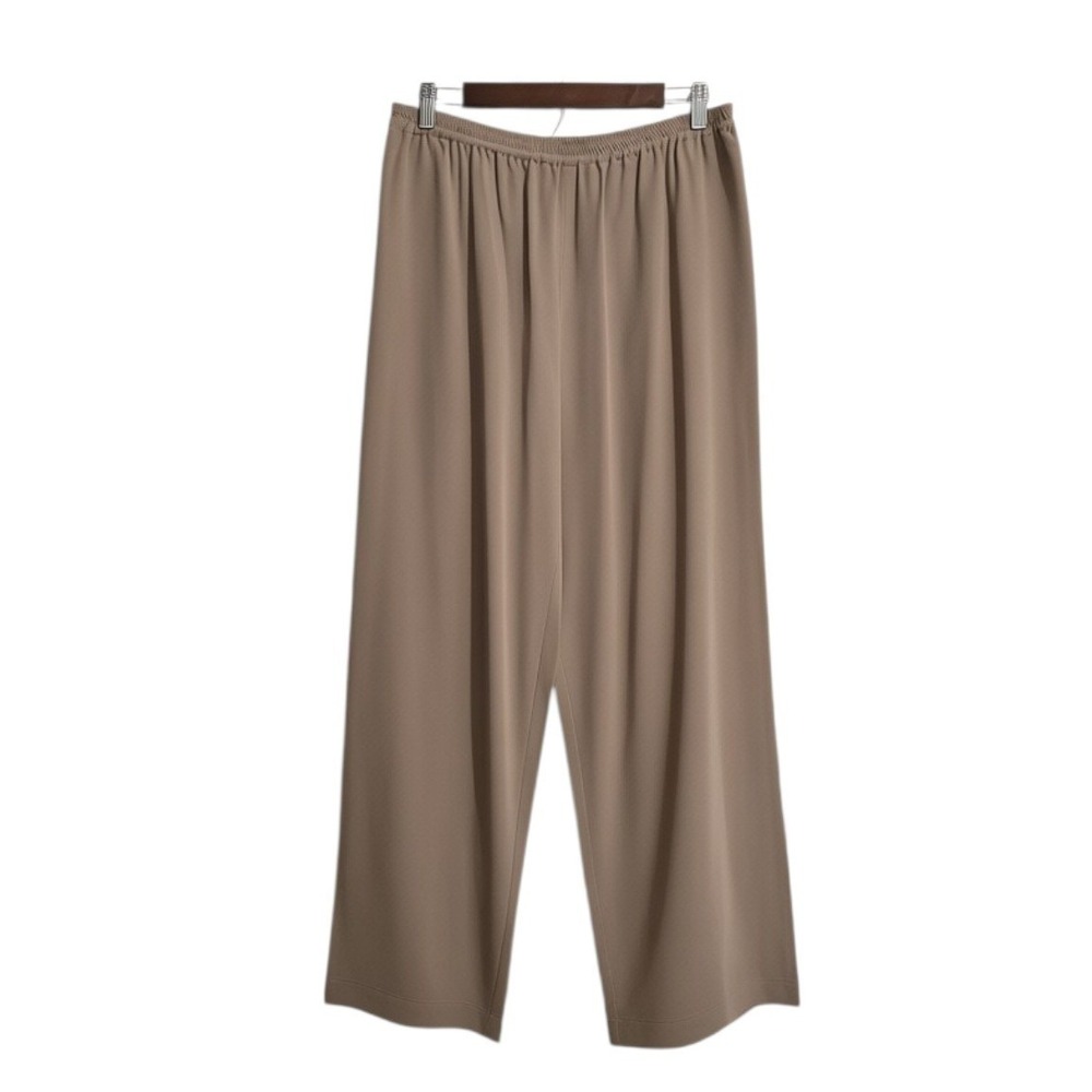 Eskandar High Rise Wide Leg Pull On Japanese Silk Pants In Tan Sz 0 (US 6)